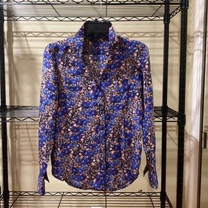 New Club Monaco 100% Silk floral blouse top shirt